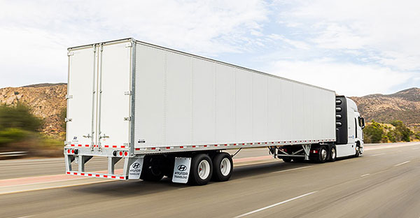 Hyundai Trailers driving down highway in Bismarck, Fargo, Grand Forks, Minot, Williston, Dickinson, ND, and the Surrounding Areas